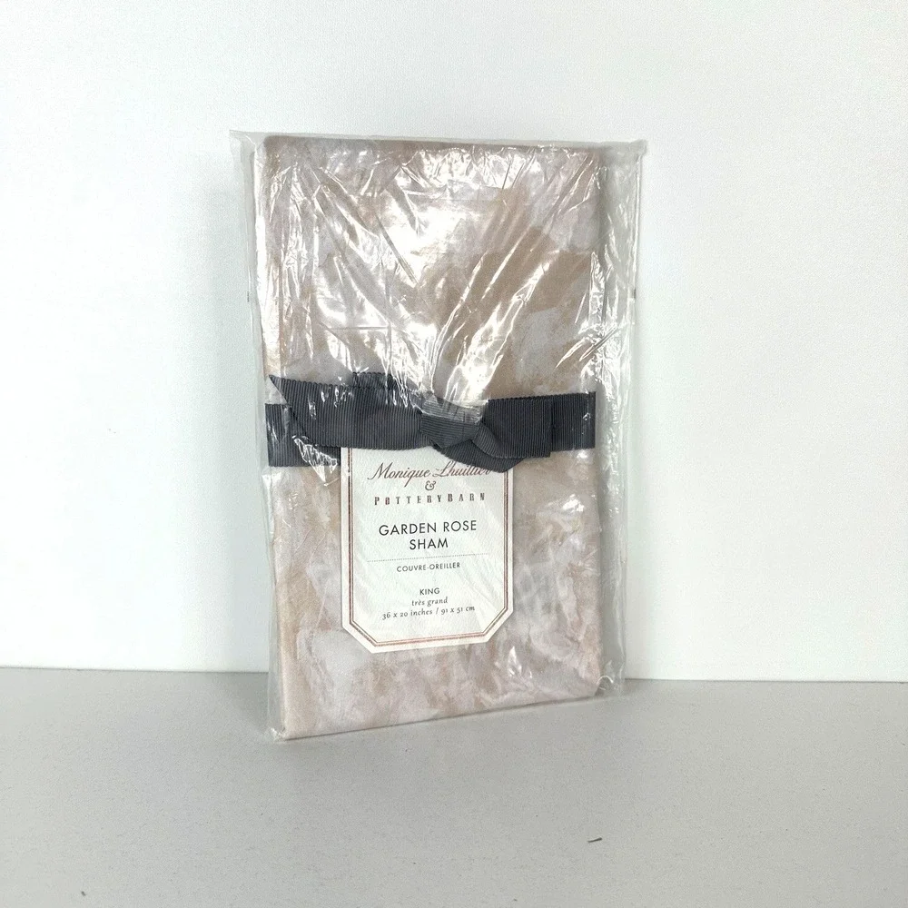 Pottery Barn Monique Lhuillier Garden Rose King‎ Sateen Sham Blush Pink New